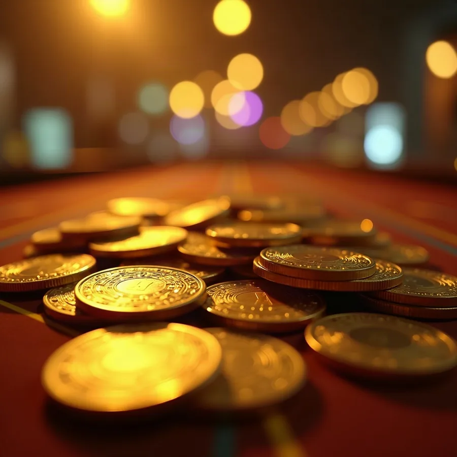 Münzen und Chips stehen für Casino-News, alte Spielautomaten, Bonus, Jackpot, Klarna, Book of Dead, Book of Ra